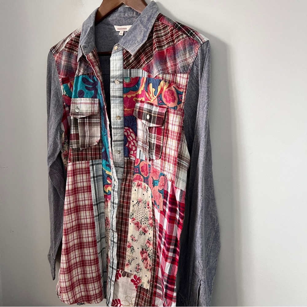 Sundance Colorful Patchwork Button Down Shirt - Picture 6 of 7